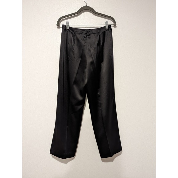 100% Pure Silk Black Trousers Pants Boss Babe CEO Fashion - Picture 2 of 10